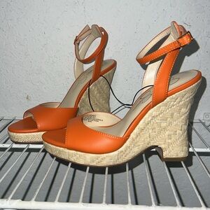 NEW Jessica Simpson Orange Wedge Sandals sz 6.5